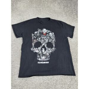 The Walking Dead Shirt Mens XL Black Skull Characters Graphic Tee Top Horror